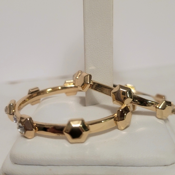 Nine West Goldtone/Rhinestone Hoop Earrings - Picture 5 of 5